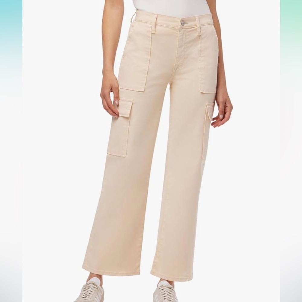 NWT Hudson Jeans Rosalie High Waisted Cargo Jeans in Bleached Sand